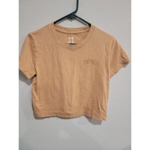 Victoria's Secret PINK Short Sleeve Round Neck  Crop Tee Top  LT Orange Sz M